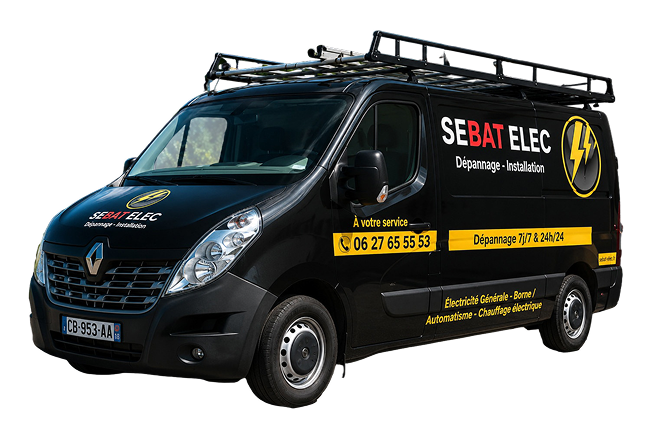 Camion d'intervention SEBATELEC, dépannage électrique 7j/7 et 24h/24.